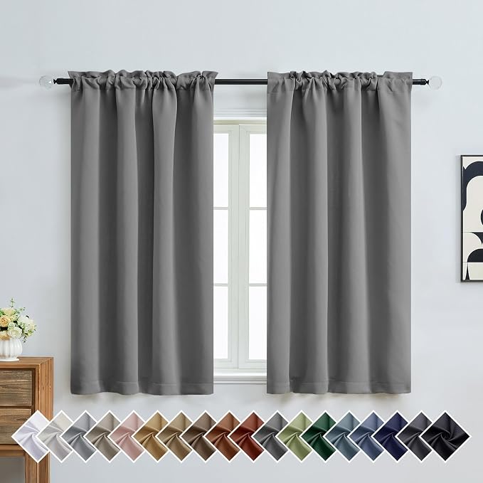 OVZME Grey Short Blackout Curtains by OVZME