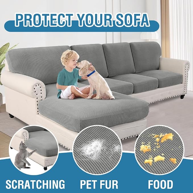 H.VERSAILTEX 2025 New Sectional Couch Covers 8 Pieces Stretch Sofa Covers - Image 7