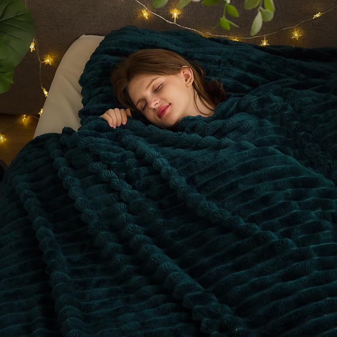 NEWCOSPLAY Super Soft King Blanket Dark Teal Premium Silky Flannel Fleece 3D - Image 2