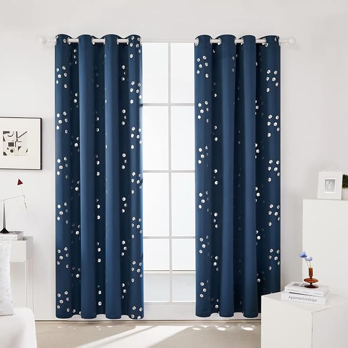 Deconovo Designer Series Silver Print Cubic Print Blackout Curtains - Image 2