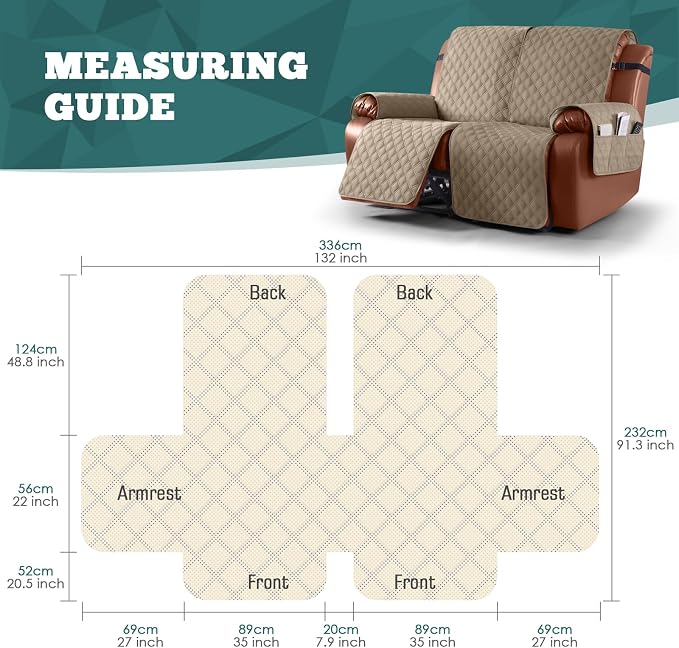 Ruaozz Waterproof Recliner Sofa Covers, 1-Piece Couch Covers - Image 2