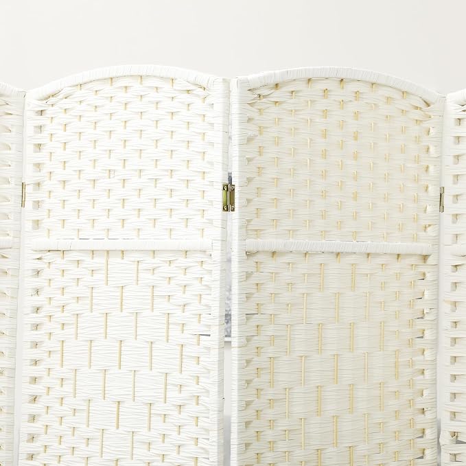HOMCOM Room Divider, 6 Ft 6 Panel Folding Privacy Screen, Hand-Woven PP Wall - Image 6