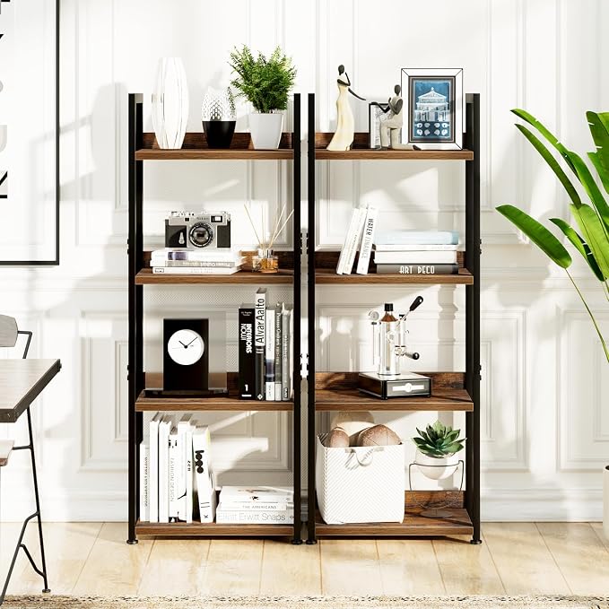 NUMENN Narrow Bookshelf, 4 Tier Bookshelves, Home Office Bookcase Shelf Storage - Image 4