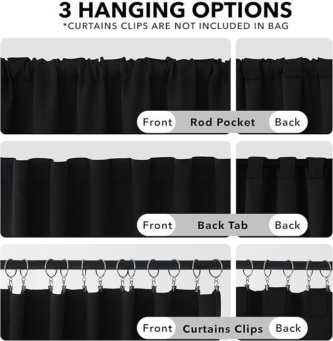Deconovo Blackout Curtains, Thermal Insulated, W42 x L63 2 Panels, Back Tab - Image 2