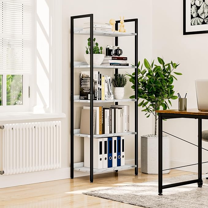 NUMENN Bookshelf, 5 Tier Bookshelves, Home Office Bookcase Shelf Storage - Image 4