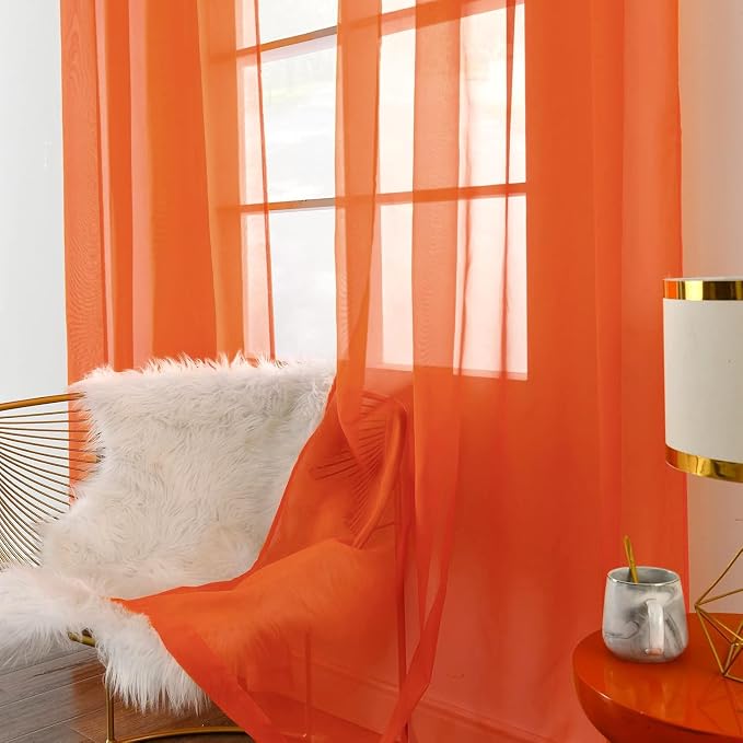 SpaceDresser Sheer Voile Window Treatment Rod Pocket Curtain Panels - Image 3