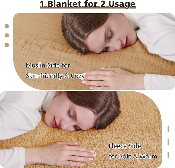 EMME Muslin and Fleece Twin Blanket Reversible - Image 2