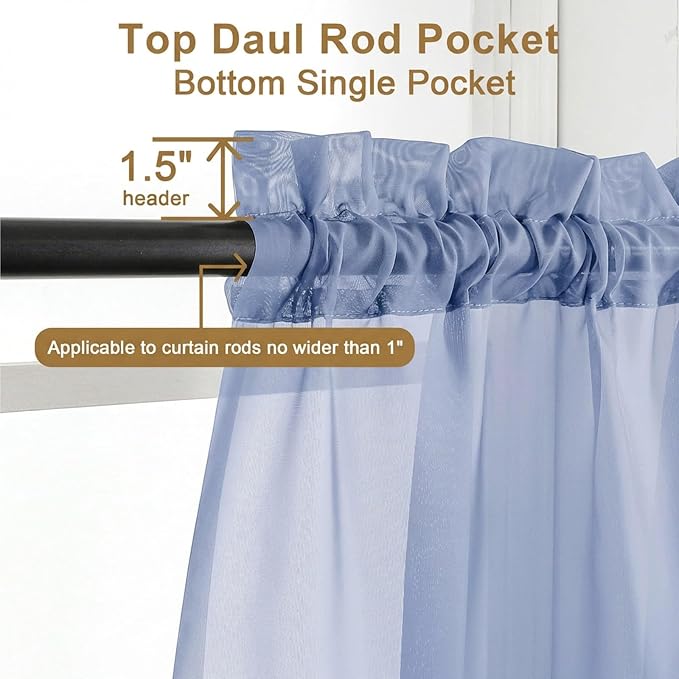 Chyhomenyc Sheer Tier Curtains 24 Inch Length - Image 5