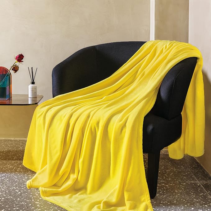 JIAHANNHA Yellow Throw Blanket Fleece Blanket Throw Size, Super Soft Cozy Plush by JIAHANNHA