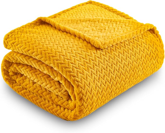 NEWCOSPLAY Super Soft Throw Blanket Mustard Yellow Premium Silky Flannel Fleece - Image 9