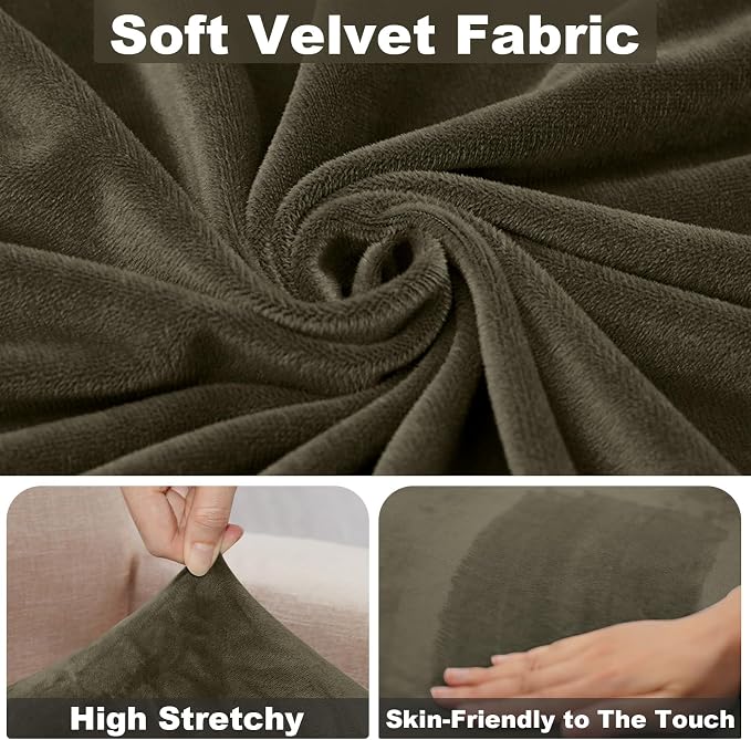 Sectional Couch Cover 3 Pieces Velvet Separate Couch Cushion Covers L Shape - Image 3