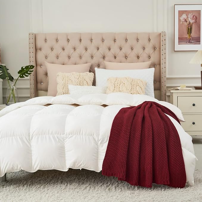 Longhui bedding Chunky Cable Knit Throw Blanket Lightweight Burgundy 100% - Image 5