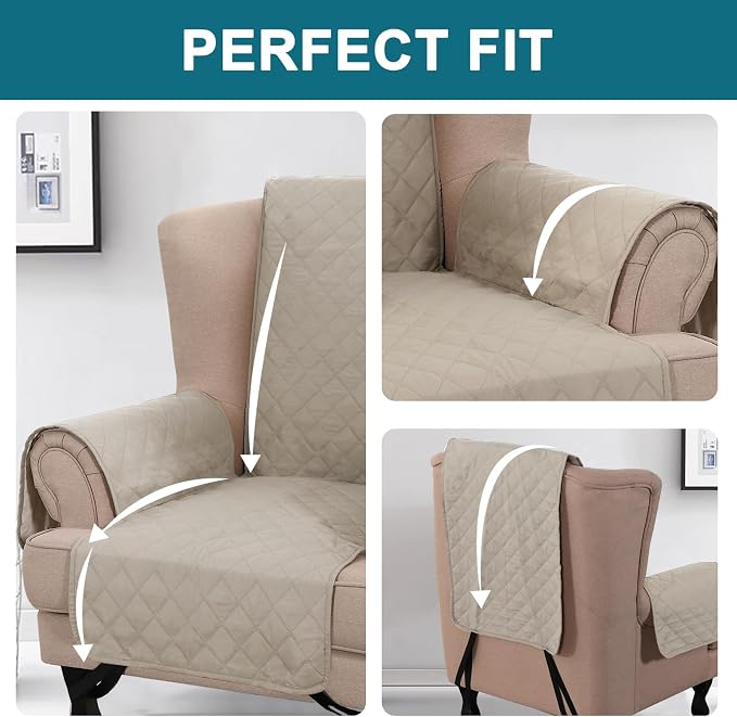 Turquoize 100% Waterproof Wing Chair Cover Wing Armchair Slipcovers Chair Couch - Image 5