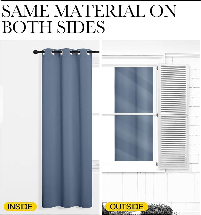 NICETOWN Stone Blue Room Darkening Curtain Panels 102" Length - Image 6