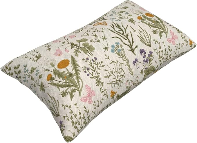 AEIOAE Spring Pillow Covers 12x20 Inch Set of 2, Sage Green Wild Flower Plant - Image 6