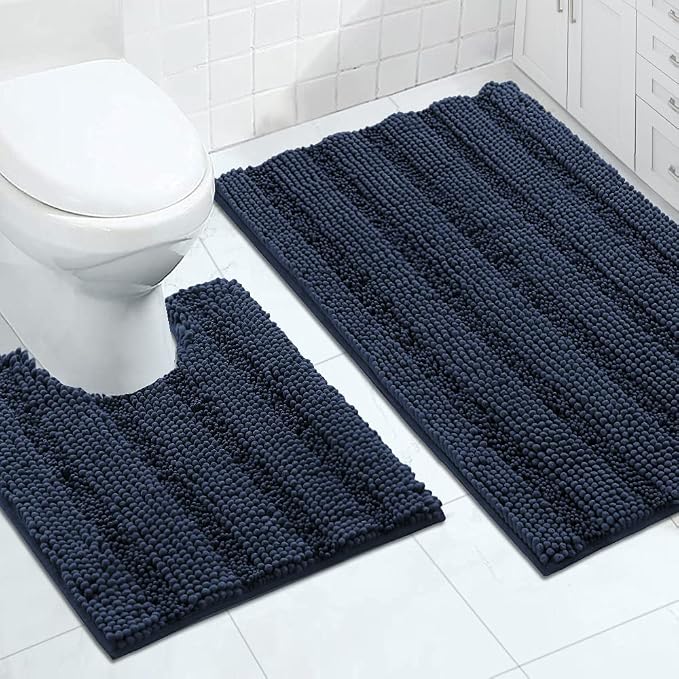 Turquoize Chenille Bathroom Rugs Set Non-Slip Bath Mats by Turquoize