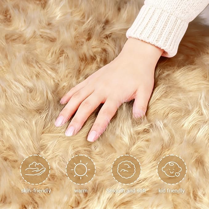 Ultra Soft Faux Fur Rug, Fluffy Shaggy 2 x 6 Ft Sheepskin Fur - Image 5