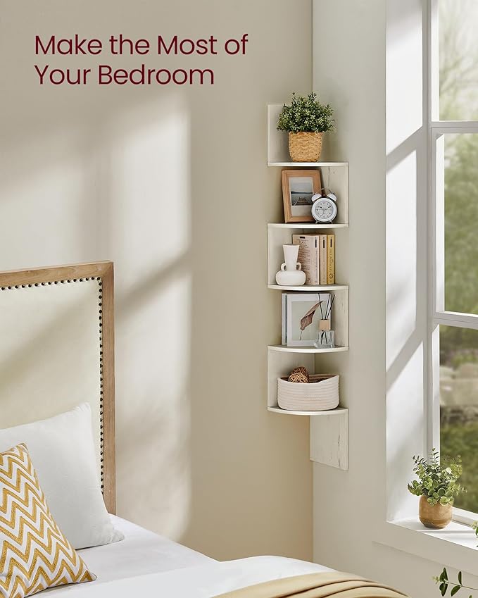 VASAGLE Corner Shelf Wall Mount, 5-Tier Floating Corner Bookshelf, Plant Shelf - Image 4