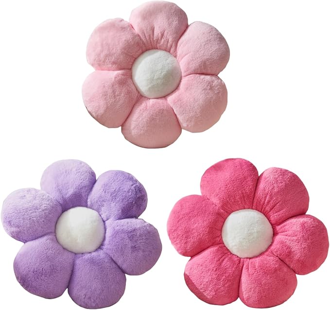 3PCS Flower Pillow Set, Flower Throw Pillow 15.7In Daisy Pillow Cute Decorative by Vdoioe