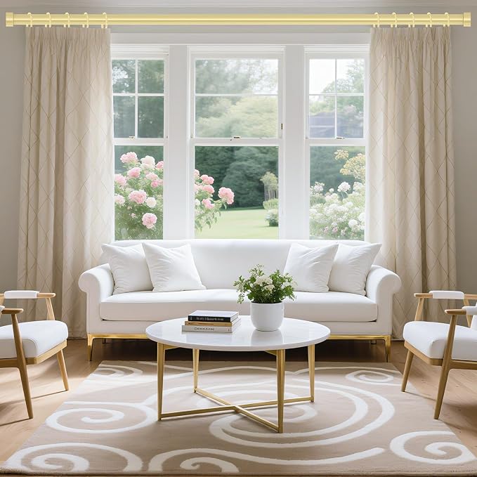 VOIIY 2 Pack Gold Curtain Rods for Windows 48 to 84 Inch, Size:36-88 Inch - Image 2