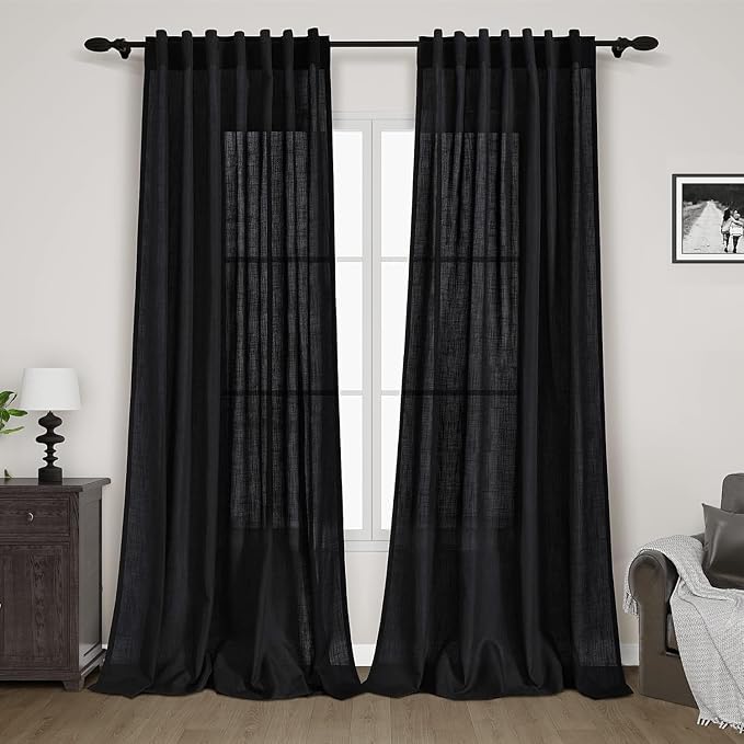 Nanspring Extra Long Black Curtain 102 inches Long 2 Panels Set by Nanspring
