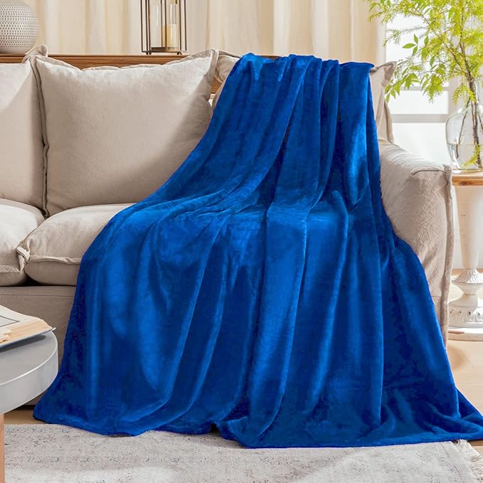 JIAHANNHA Fleece Blanket King Size Royal Blue 108 by 90 Inches Blankets - Image 2