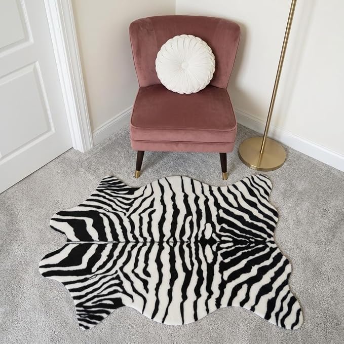 MustMat Cute Faux Zebra Print Rug Animal Print Rug Perfect - Image 4