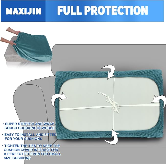 MAXIJIN Velvet Stretch Couch Cushion Covers Soft Loveseat Cushion Cover - Image 4