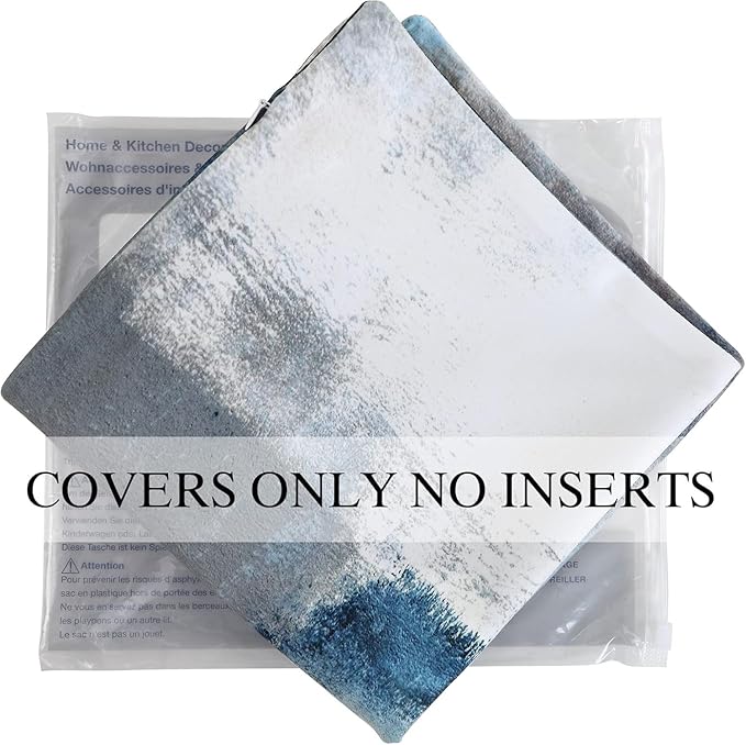 Throw Pillow Covers 18x18 Set of 2 Blue and Grey Art Throw Pillow Covers Soft - Image 3