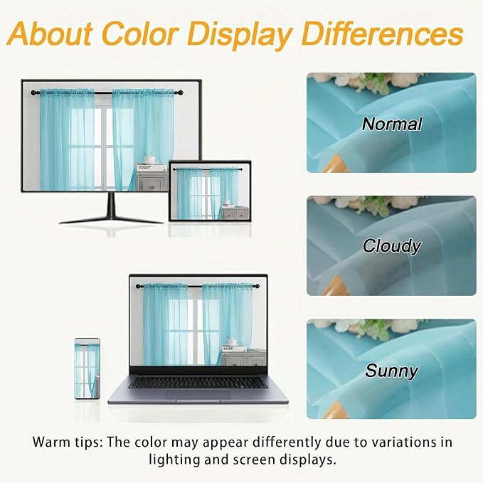 Gwine Short Kitchen Sheer Curtains 36 Inch Length - Image 3