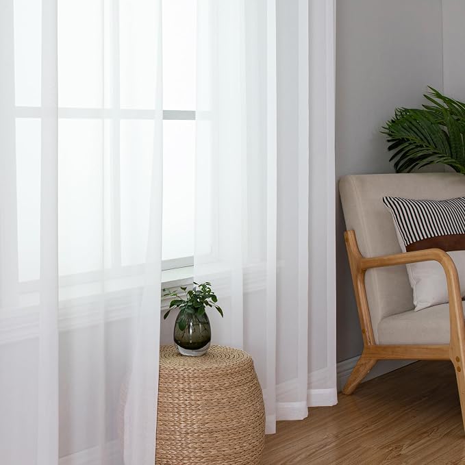 Aiyufeng Voile Sheer White Curtains - Image 2