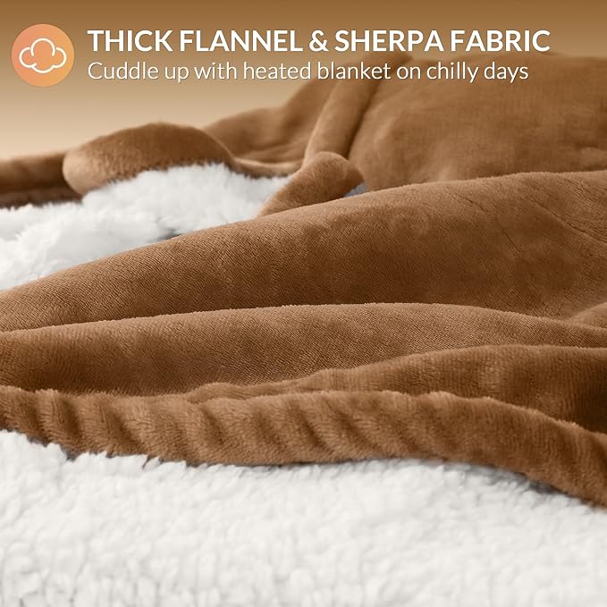 HOMLYNS LuxeHeat Heated Blanket Electric Blanket King Size, Soft Flannel Sherpa - Image 5