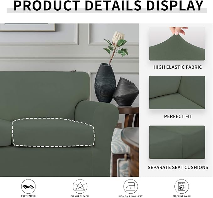Easy-Going 3 Pieces Stretch Soft Couch Cover - Image 6