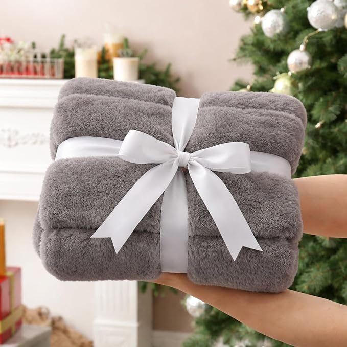 Cozy Bliss Deluxe Sheared Rabbit Faux Fur Throw Blanket, Soft Fuzzy High-Low - Image 4