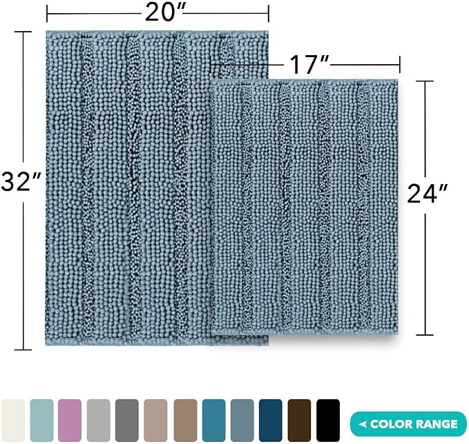 Turquoize Chenille Bathroom Rugs Set - Image 2