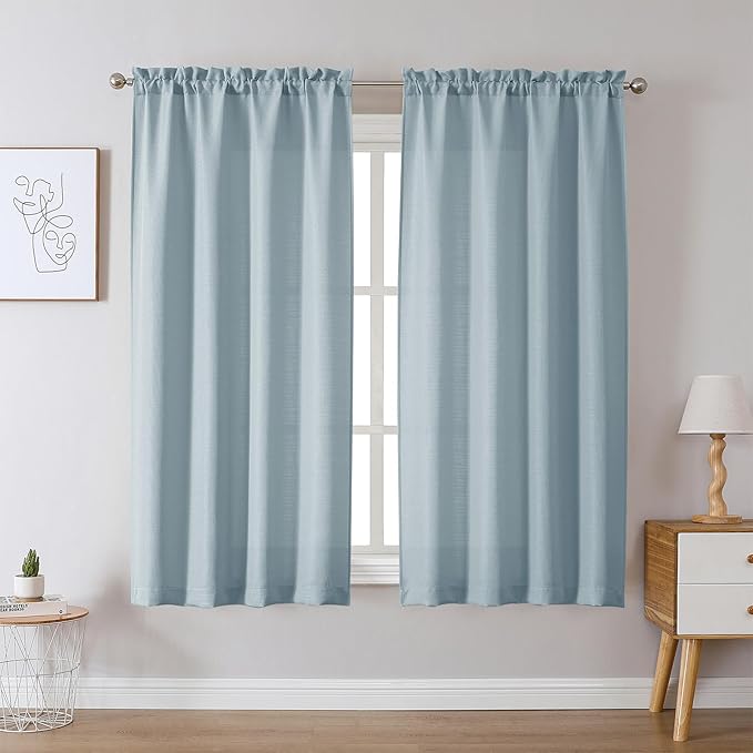 Chyhomenyc Bennet Aqua with Greenish Tone Curtains 63 Inch Length 2 Panels by Chyhomenyc