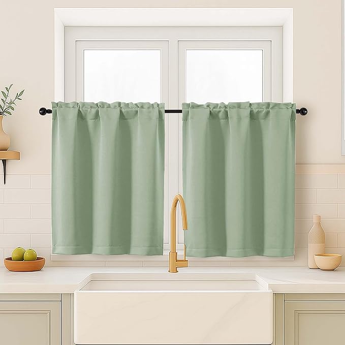 OVZME Light Green Blackout Curtains by OVZME