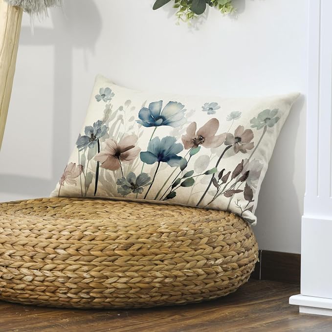 AVOIN colorlife Poppy Flowers Chinoiserie Spring Throw Pillow Cover, 12 x 20 - Image 4