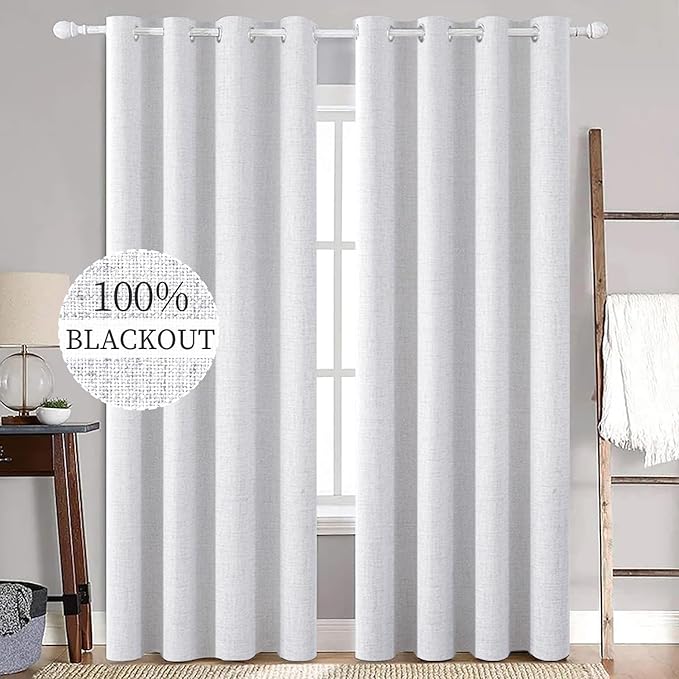 MIULEE Linen Texture 90 Inches Curtains by MIULEE