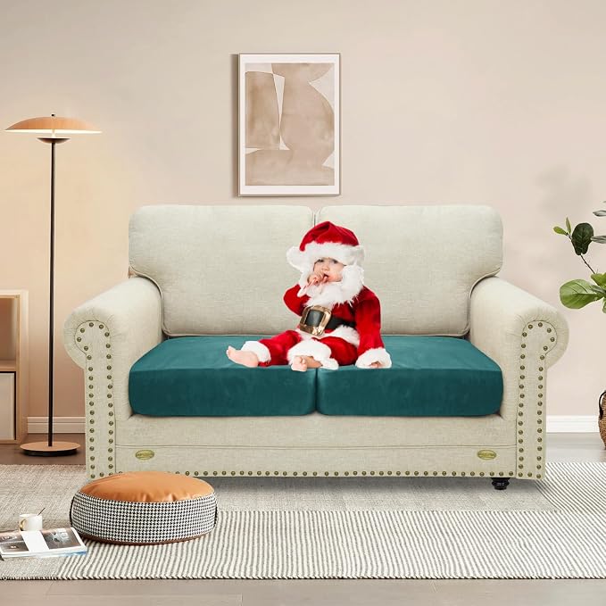 MAXIJIN Velvet Stretch Seat Cushion Covers Couch Cushion Cover - Image 2