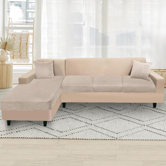 NAISI Sectional Couch Cover 4 Pieces Velvet Separate Couch Cushion Covers L - Image 5