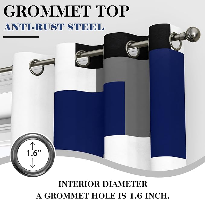 Tyrot Navy Blue Grey 100% Blackout Curtains - Image 7