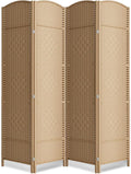 6 ft. Tall Room Divider and Folding Privacy Screen, Weave Fiber Foldable Panel by cocosica