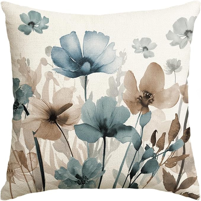 AVOIN colorlife Poppy Flowers Chinoiserie Spring Throw Pillow Cover, 18 x 18 by AVOINcolorlife