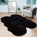 Latepis Black Faux Rabbit Fur Rug 4x6 by Latepis