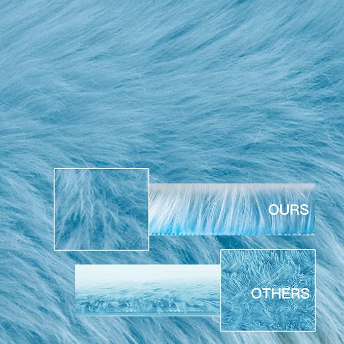 SERISSA Ultra Soft Fluffy Rug Sky Blue Faux Sheepskin Fur Rug Shaggy Couch - Image 3