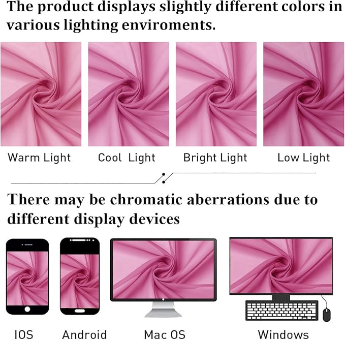 Lecloud Hot Pink Sheer Curtains 78 Inches Long 2 Panels, Rod Pockets Solid - Image 4