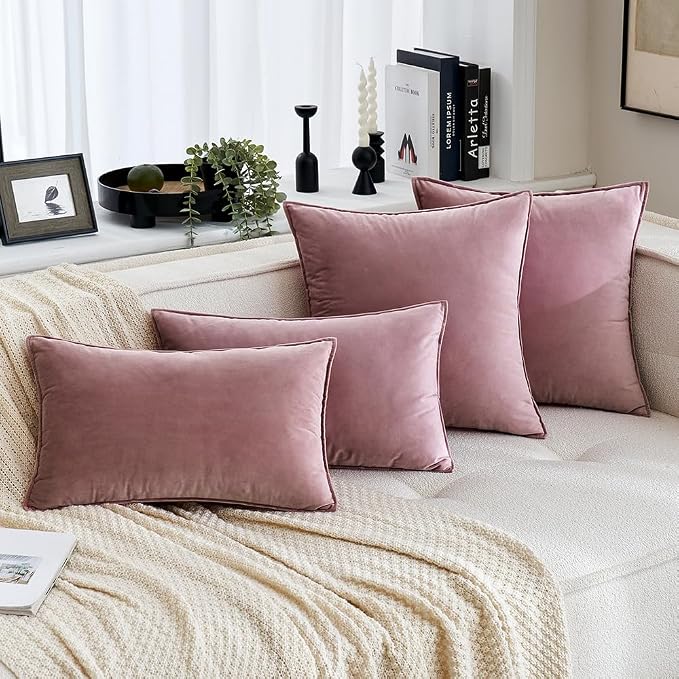 MIULEE Jam Velvet Throw Pillow Covers 20x20 Soft Decorative Solid Square - Image 4