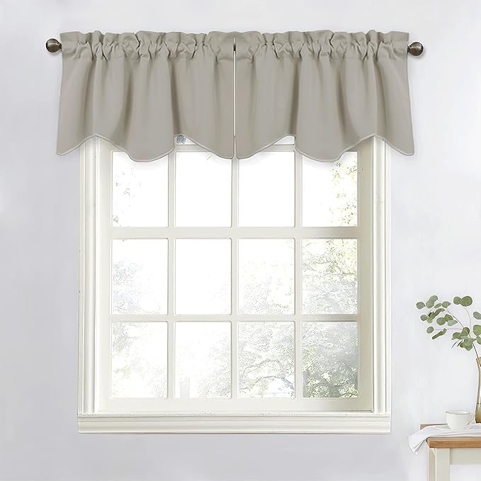 NICETOWN Natural Valance Curtains Farmhouse Style Kitchen Short Small Mini by NICETOWN