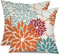 DFXSZ Orange and Red Floral Pillow Covers 16x16 Set of 2 Outdoor Waterproof by DFXSZ
